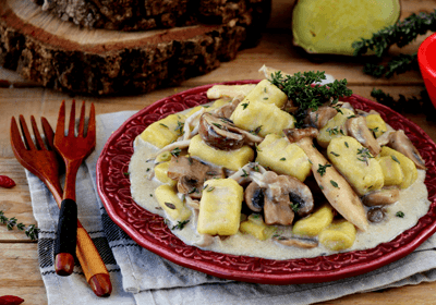 gnocci com cogumelos