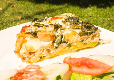QUICHE DE FRANGO E ESPINAFRES